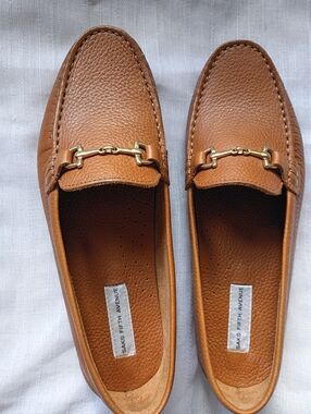 8.5 Saks Fifth Avenue New Women's Cognac Leather Horse Bit Driving Shoes Loafers